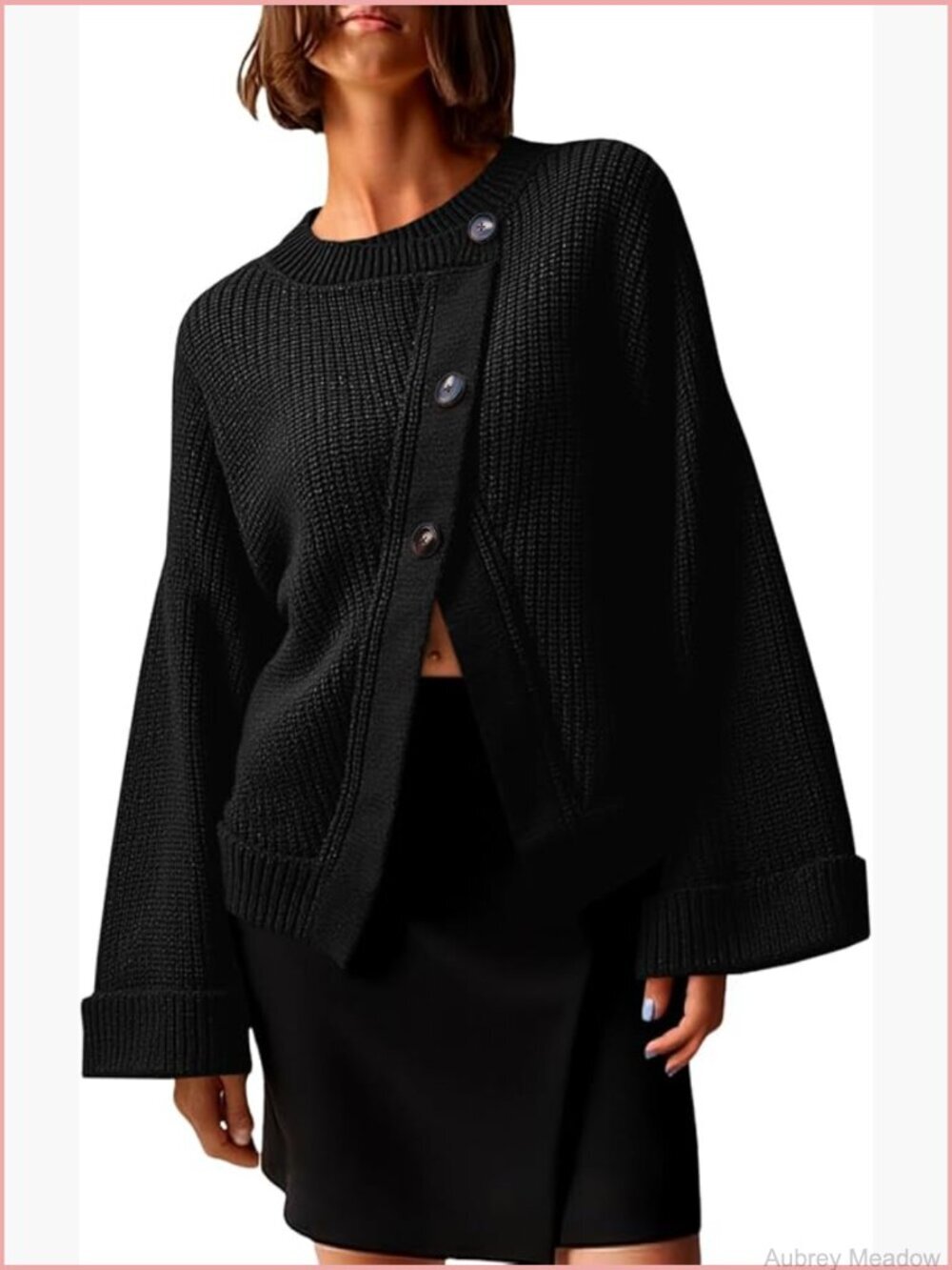Oversized Cardigan Sweater Button Down Long Sleeve Knit Open Front